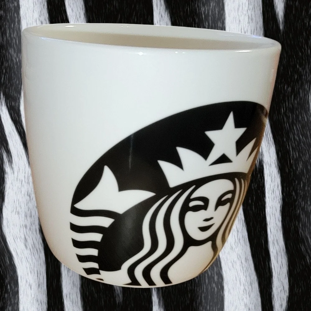 Starbucks Classic Black Mermaid Logo White Coffee Fat Mug 14oz Cup Tea